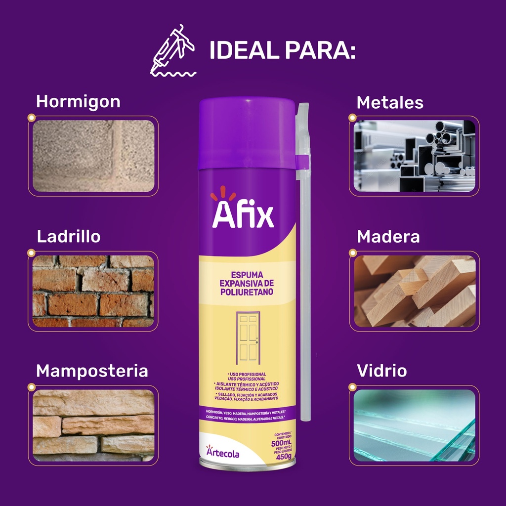 AFIX ESPUMA PU EXPANSIVA 500ML/450G - Caja de 12
