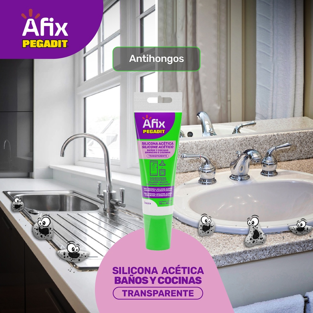 AFIX PEGADIT SILICONA BYC TRANSPARENTE X 50ML - Caja de 12