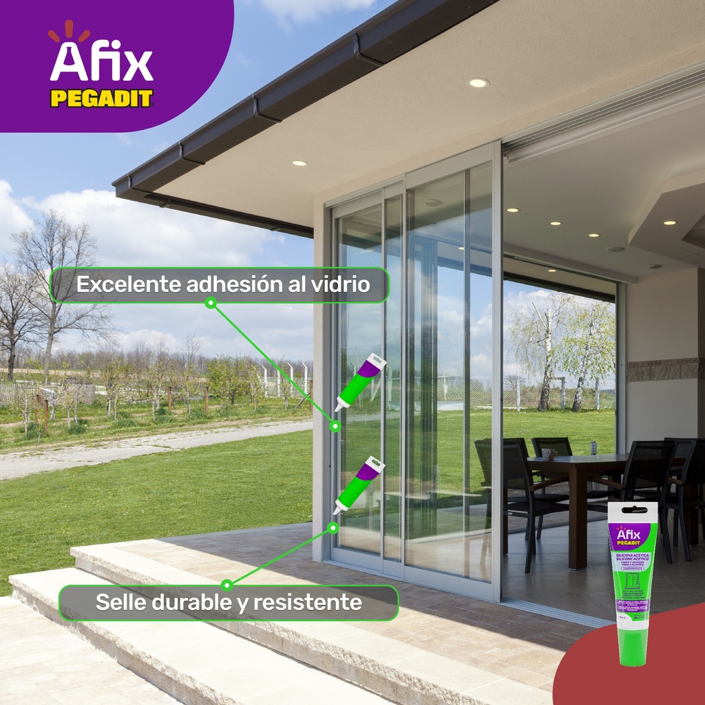 AFIX PEGADIT SILICONA VYA TRANSPARENTE X 50 ML - Caja de 12