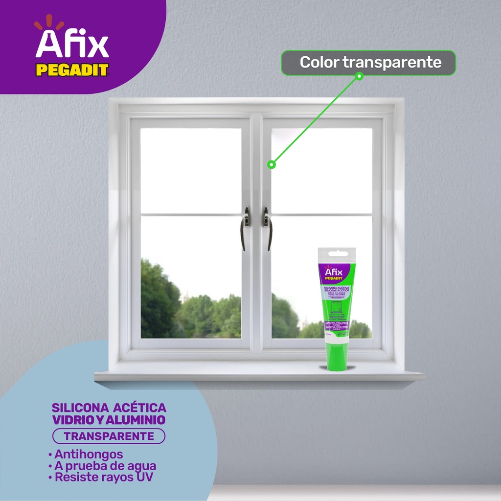 AFIX PEGADIT SILICONA VYA TRANSPARENTE X 50 ML - Caja de 12
