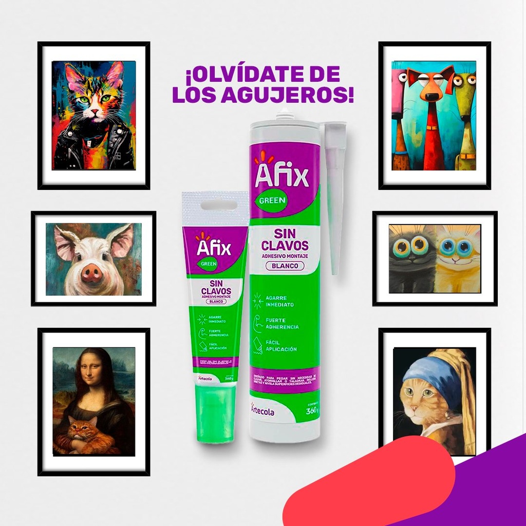 (NC) AFIX GREEN SIN CLAVOS BLANCO 360 G. - Caja de 12