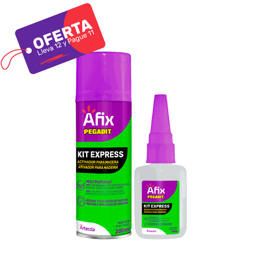 [PC00000015] Pack Promocional Afix (Lleva 12 y pague 11) - Afix Pegadit Kit Expres 100g + 200ml - Caja de 1